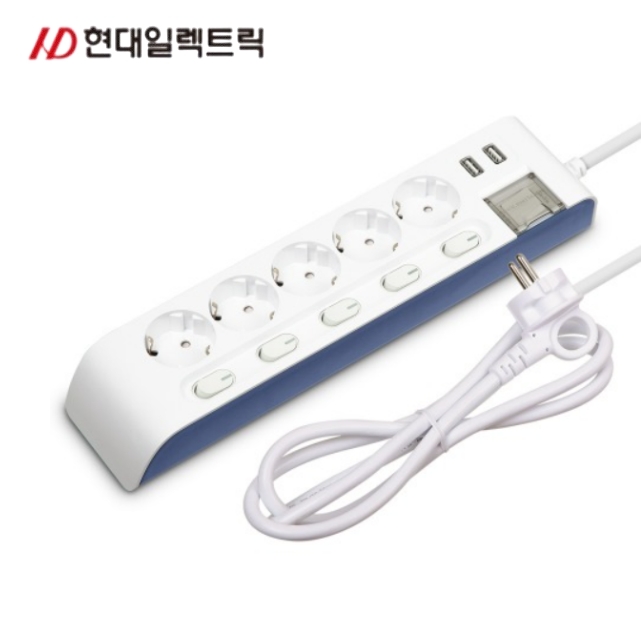 개별스위치멀티탭 5구 3M USB포트 과부하차단 국산멀티탭 - 상품 이미지