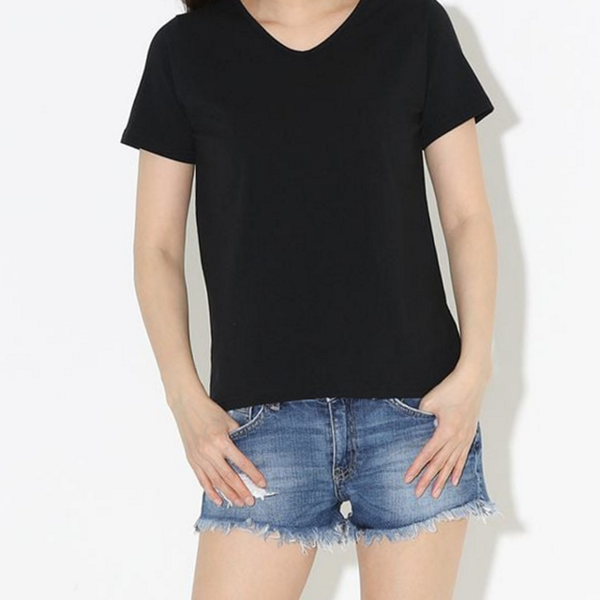 루즈핏 여성 브이넥 반팔 티 데일리 여성 기본 반팔 티 - 상품 이미지