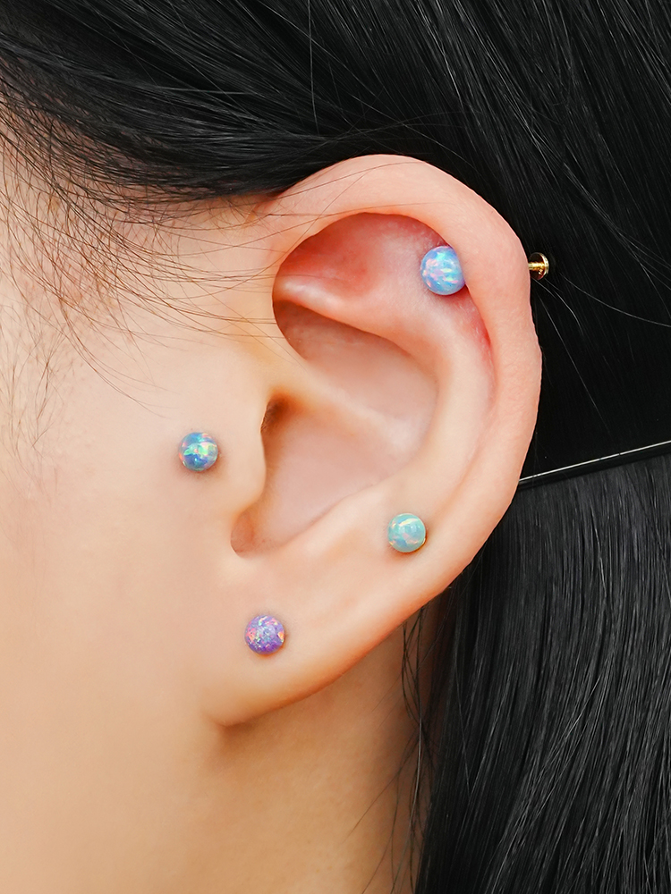 [0.8mm] 14K 인터널 오팔 라블렛 피어싱 귀걸이 - 상세 이미지 2