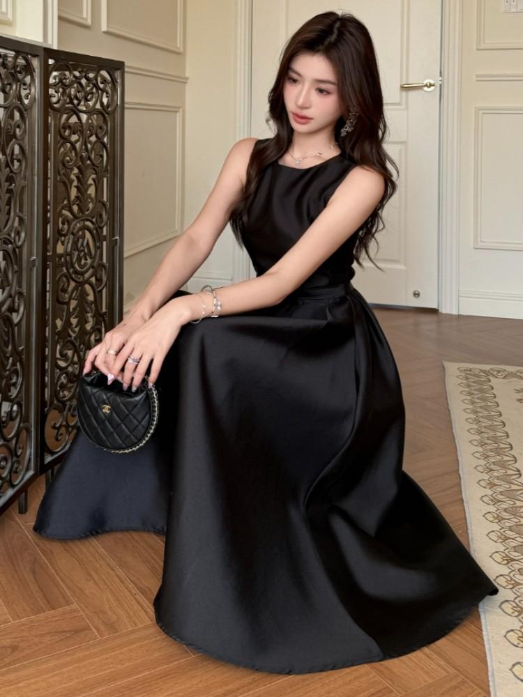 2부드레스블랙 웨딩촬영블랙원피스 연주회 빅사이즈 블랙 S - 상세 이미지 5