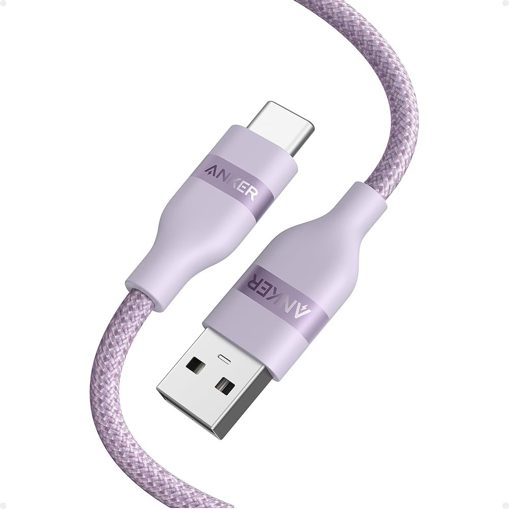 17 16 프로 맥스 플러스용 Anker 카플레이 케이블, 삼성 노트20 등용 업사이클 땋은 USB A to C 카 충전기 코드(3FT, Violet) Black 3ft - 상품 이미지