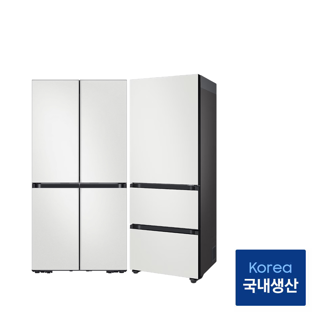 삼성 비스포크 AI 키친핏 Max 냉장고 김치냉장고 세트 패키지 RM70F63R2A RQ33DB74C1AP 코타화이트 2등급+1등급 상품 이미지