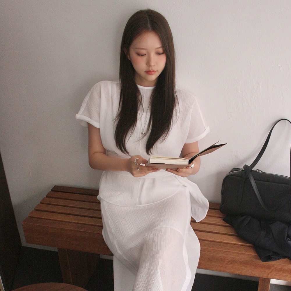 [쥬시쥬디][SET] 크링클 모크넥 블라우스 + 스커트 셋업 J1ST3N04 이미지 3