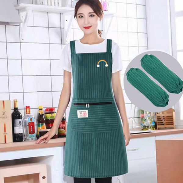 원피스형 스트라이프 앞치마 요리 가정용 면 앞치마 주방 - 상품 이미지