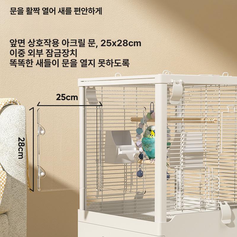 대형새장 앵무새 케이지 이동식 바퀴 서랍형 배변판 철제 화이트 다층구조 실내용 넓은 클리닝 페이퍼 패드 50장 - 상세 이미지 2