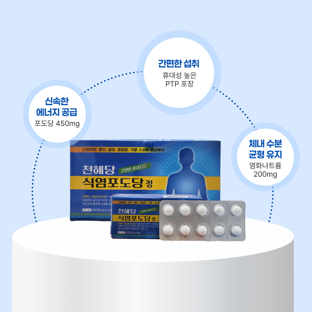 천혜당 식염포도당 낱개포장(PTP) 전해질보충제 소금알약 500정, 2개 - 상세 이미지 4