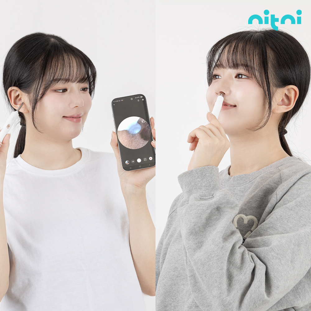 니트니 귀내시경 귀이개 귀파개 귀후비개 귀청소 코털제거기 콧털 정리기 2in1 더블픽 - 상품 이미지