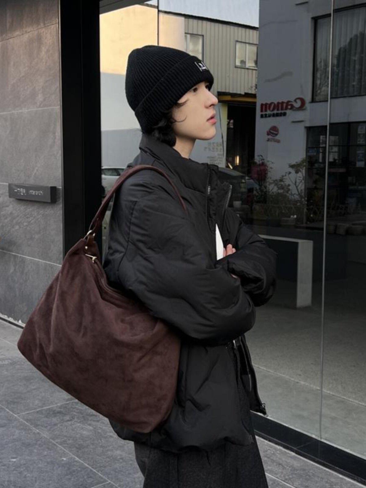 스웨이드 가방 가벼운 호보백 데일리 보부상 버킷백 빅백 남성 에코백 쇼퍼백 - 상세 이미지 3