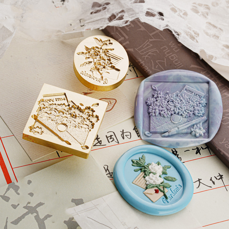 실링왁스 인장 스탬프 프리미엄 편지지 봉투 테마 달빛 나뭇잎, (2.7cm x 1.3cm) - 상세 이미지 3