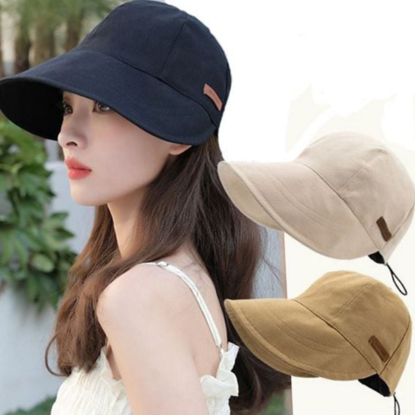 와이드챙 여성 버킷 햇 데일리 여성 스트링 모자 여름 바캉스 - 상품 이미지
