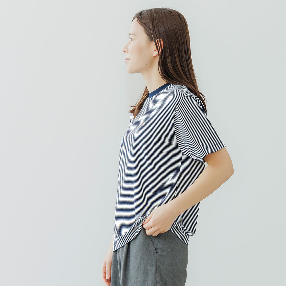 단톤 스트라이프 크루넥 여성 반팔 반소매 티셔츠 26SS DT-C0195 CVT 이미지 7