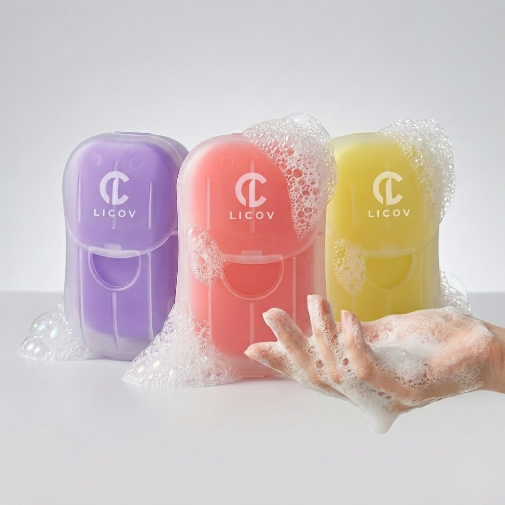 LICOV 휴대용 종이비누 손세정제 핸드워시 일회용 여행용 캠핑용 제품 이미지