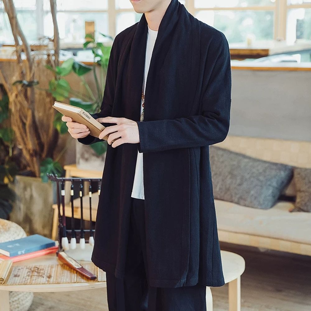 두루마기코트 가디건 삼베옷 남자겨울계량한복 마고자 남성의류 전통의상 겨울패션 한복스타일 - 상품 이미지
