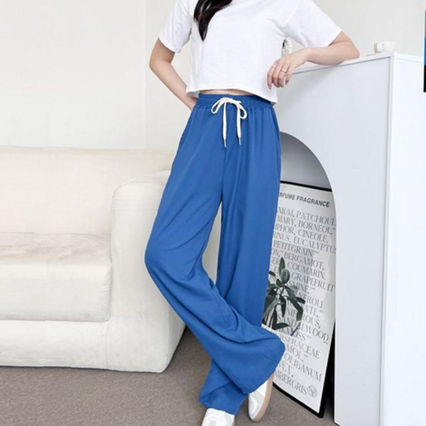 시원한 와이드 팬츠 데일리 여성 밴딩 팬츠 구김없는 여름 - 상품 이미지