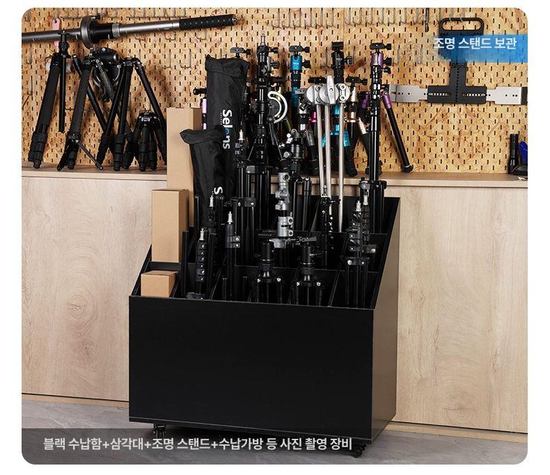 스튜디오 배경지 보관함 18칸 이동식 수납 그리드 꽂이 종이 촬영장비 화이트 - 상세 이미지 2