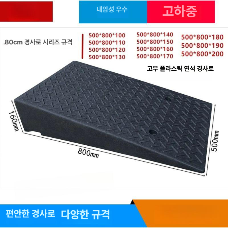 차량 경사판 고무 경사로 발판 방지턱 카업 랜덤 진입판 주차장 턱 안전 - 상세 이미지 3