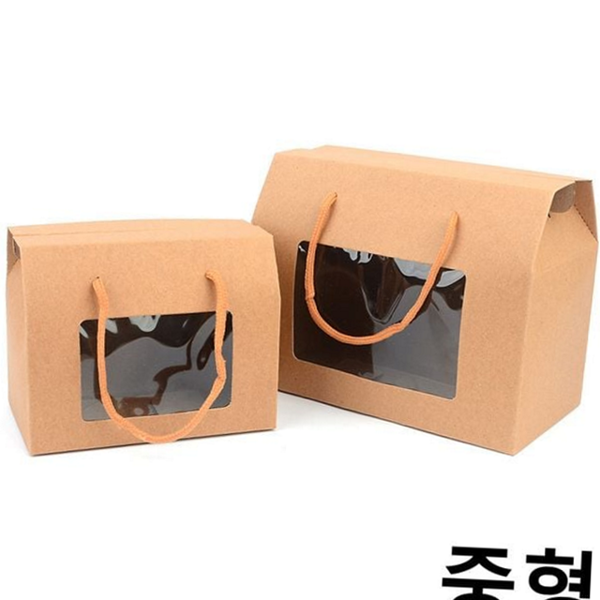 접이식 크라프트 선물 상자 창문형 투명 창 선물 상자 답례품 - 상품 이미지