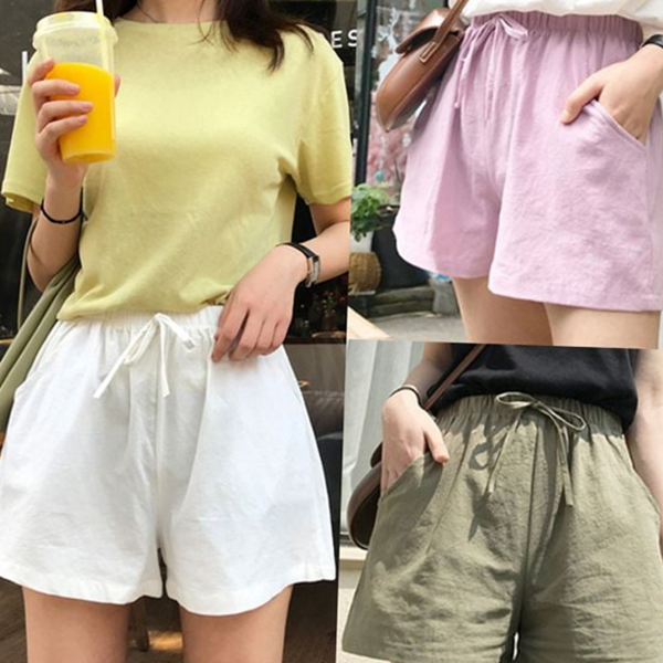 데일리 여성 반바지 와이드 반바지 여자마 여름 - 상품 이미지