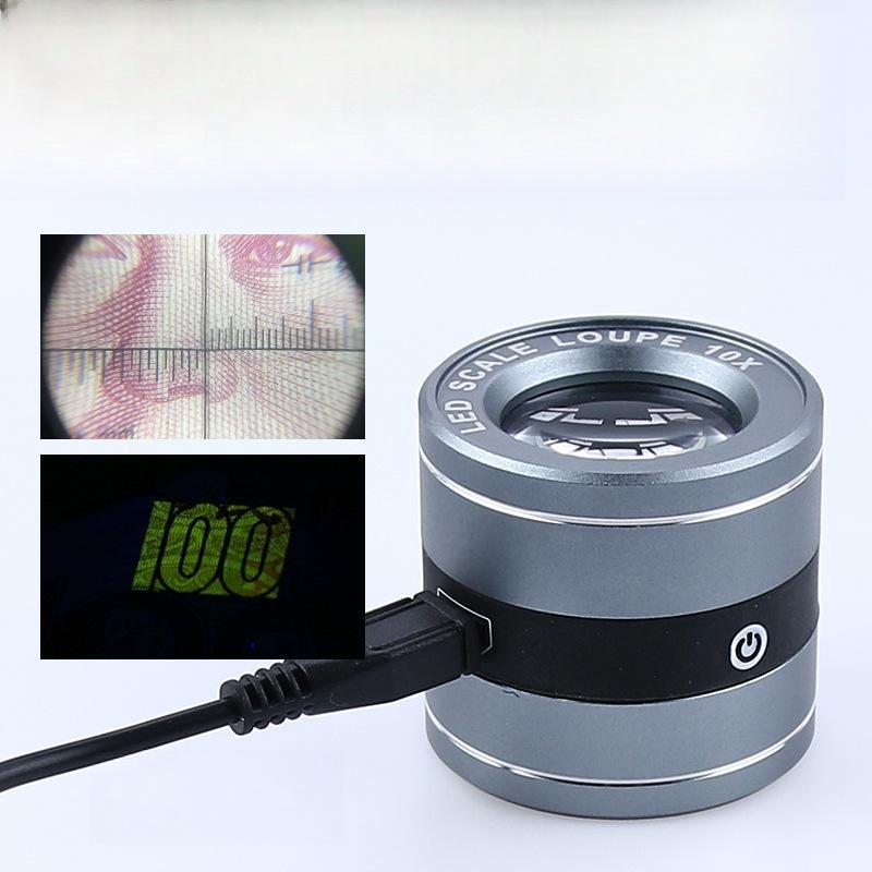 LED 충전식 스케일루페 확대경 배율 USB 십자선 측정 정밀 관찰 검사용 - 상품 이미지
