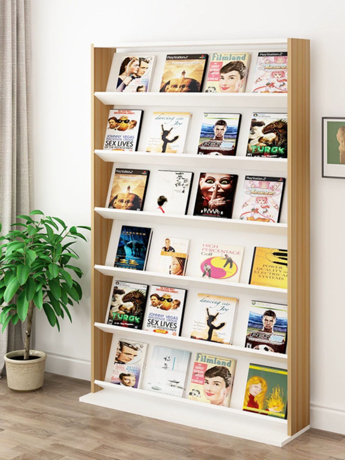 서점 전면책장 거치대 홍보물 전시대 5단 6칸 80 - 상품 이미지