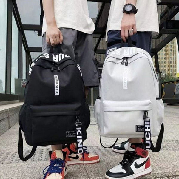 데일리 스트랩 백팩 나일론 레터링 백팩 캠퍼스 학생 패션 여행 - 상품 이미지