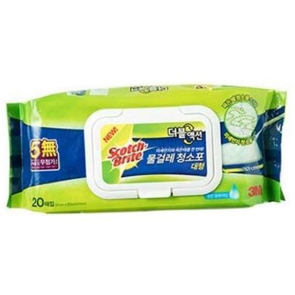간편한 물걸레 청소포 홈케어 더블 액션 물걸레 20매 일회용 - 상품 이미지