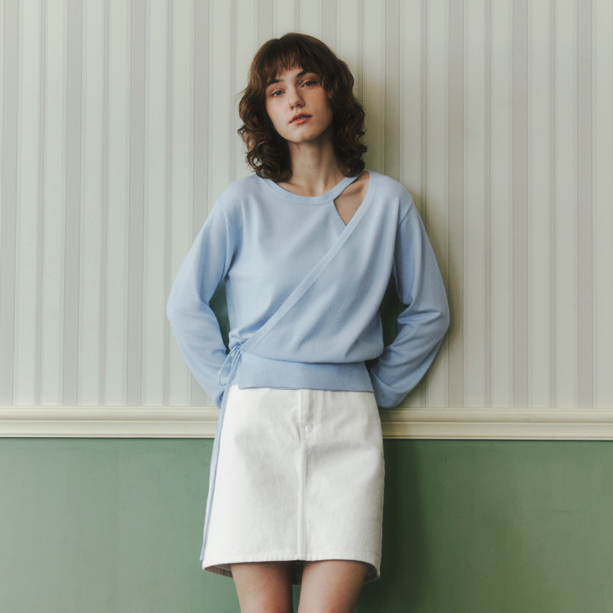 [제로스트릿[김유정 착용[2TYPE 울 블렌딩 랩 스웨터 WOOL BLENDING WRAP SWEATER 사진 1