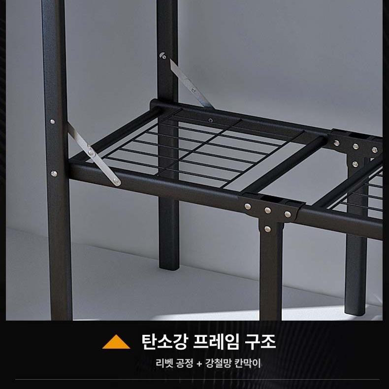 옷장 행거 간이 설치형 스탠드 드레스룸 조립식 120cm 코코아 밀크 커피 - 상세 이미지 3