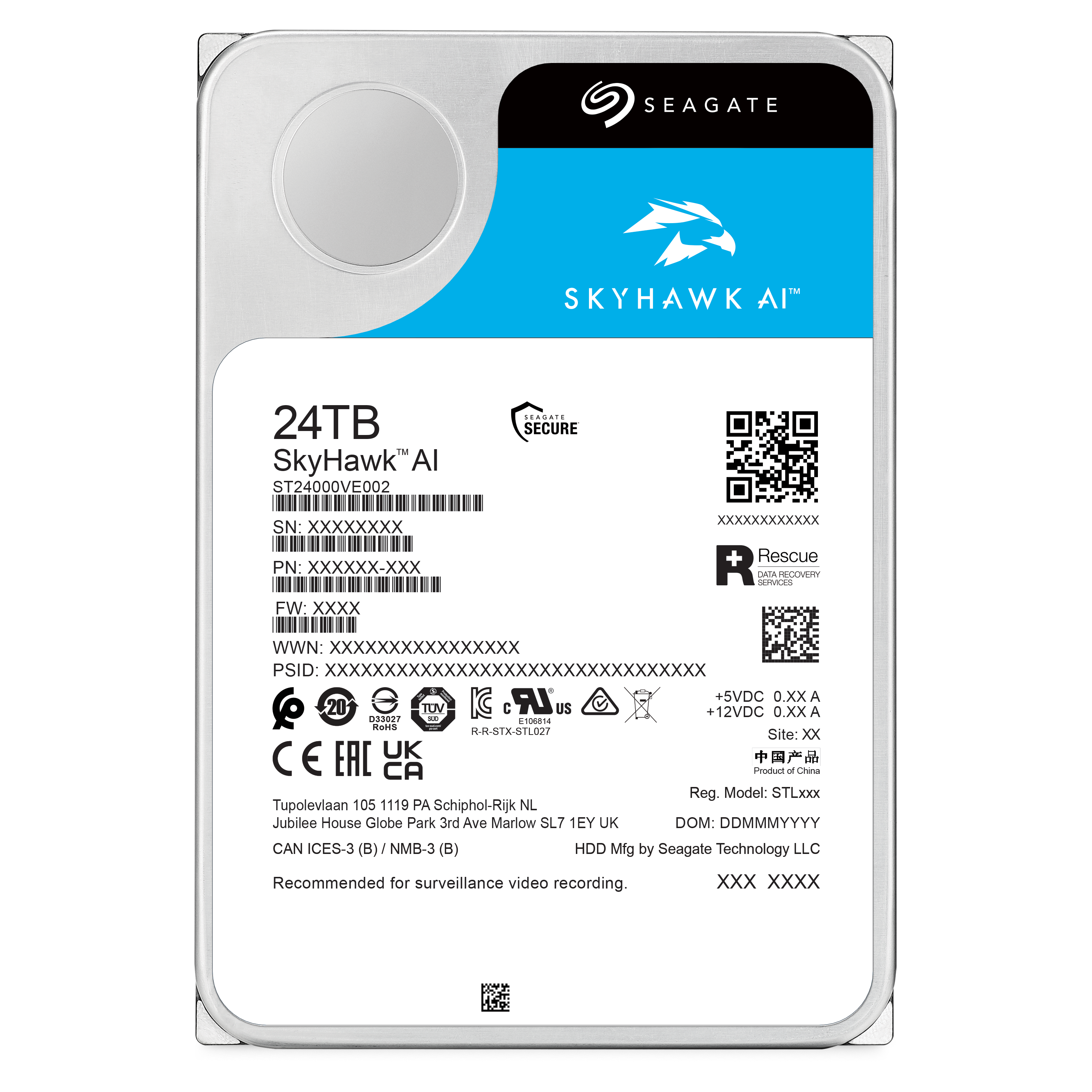 씨게이트 Seagate SkyHawk AI 7200/512M (24TB, ST24000VE002) 대표 이미지