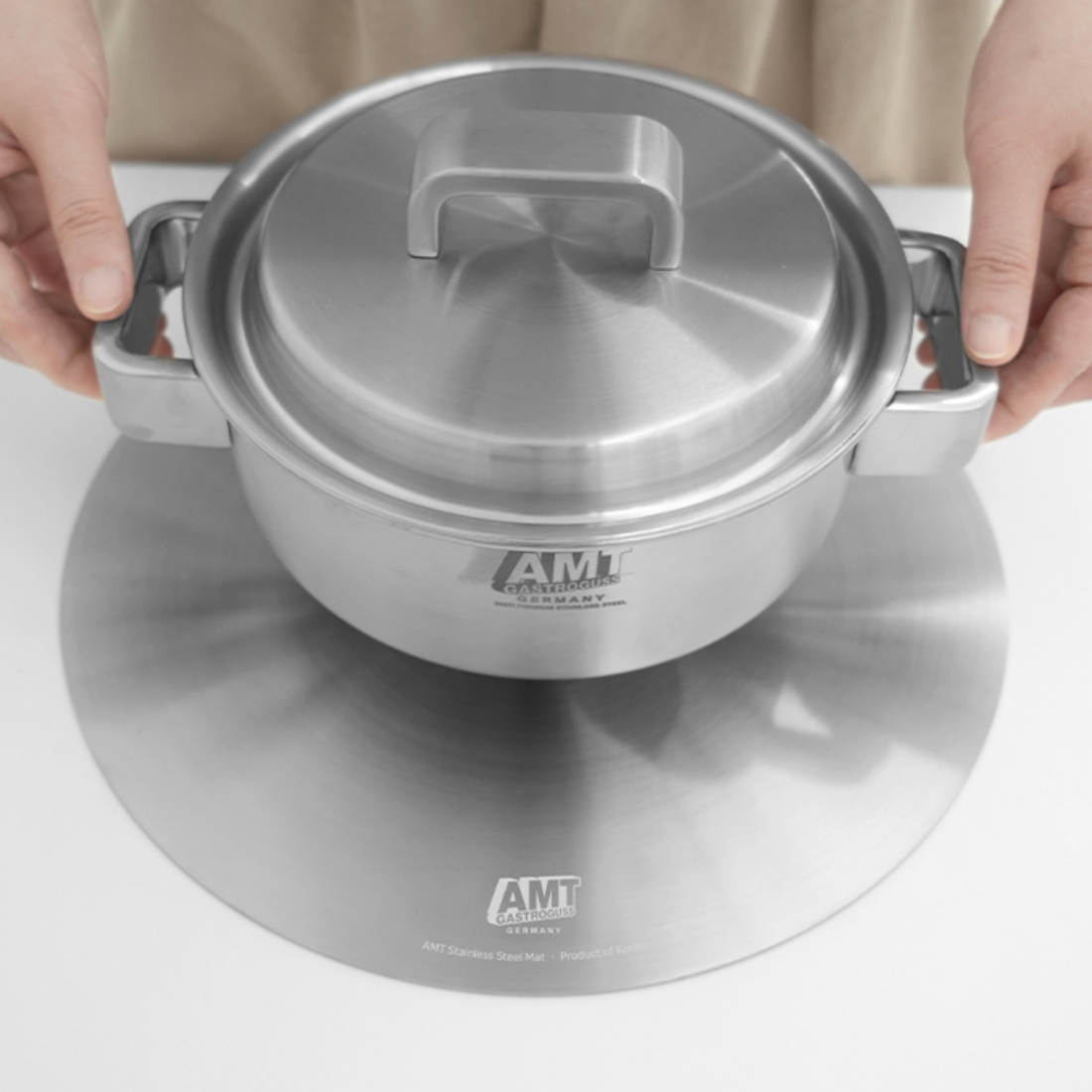 AMT 스텐 304 원형 매트 국내산 다용도 식탁 테이블 매트 이유식 도마 30cm 이미지 6
