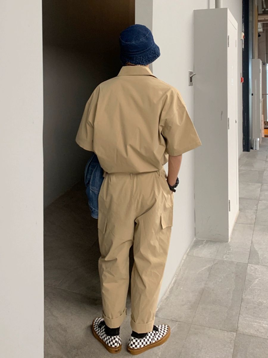 오버롤 남성 점프 긴팔 슈트 남자 점프수트 미군 힙합 빈티지 팬츠 와이드 - 상세 이미지 4