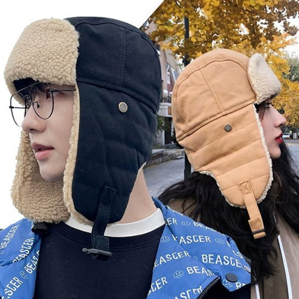 뽀글이 남성 귀달이 모자 파일럿 여성 귀달이 모자 겨울 방한 - 상품 이미지