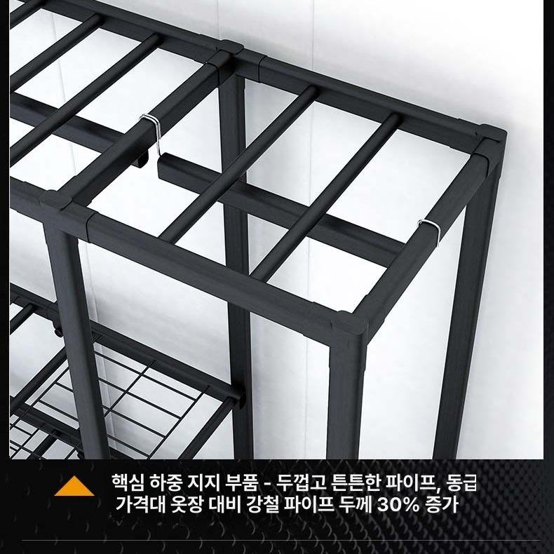 옷장 행거 간이 설치형 스탠드 드레스룸 조립식 120cm 코코아 밀크 커피 - 상세 이미지 4
