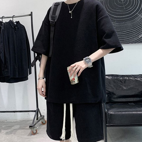루즈핏 남성 반팔 반바지 셋업 데일리 반바지 캐주얼 여름 상하복 - 상품 이미지