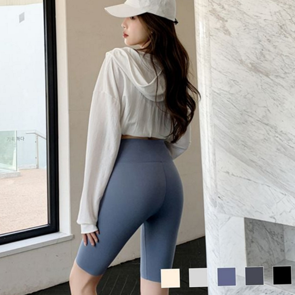 데일리 여성 5부 레깅스 스포츠 여성 바이커 쇼츠 스판 심리스 - 상품 이미지