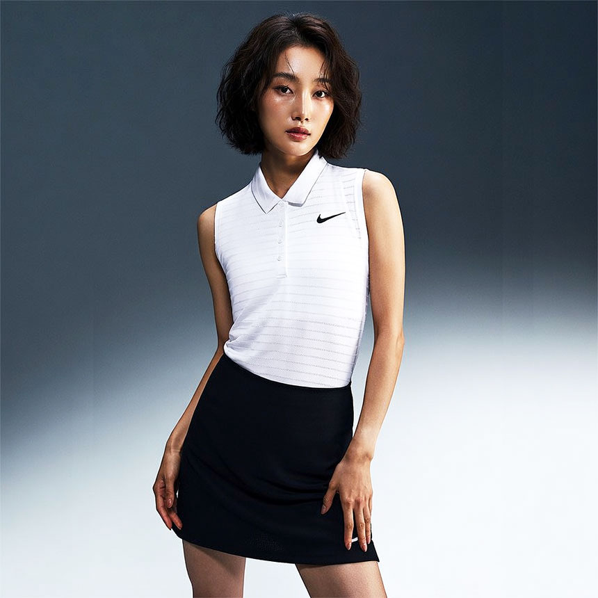 나이키 드라이핏 빅토리 스트라이프 여성 골프 폴로 민소매 나시 티셔츠 FQ1825-100 - 상세 이미지 3