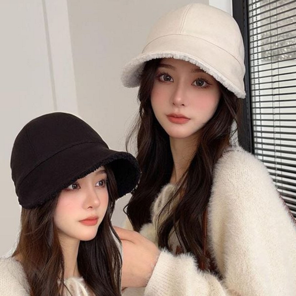데일리 여성 버킷 햇 모직 뽀글이 버킷 햇 양털 겨울 - 상품 이미지