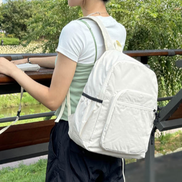 경량 여성 백팩 데일리 나일론 백팩 여행 무지 - 상품 이미지