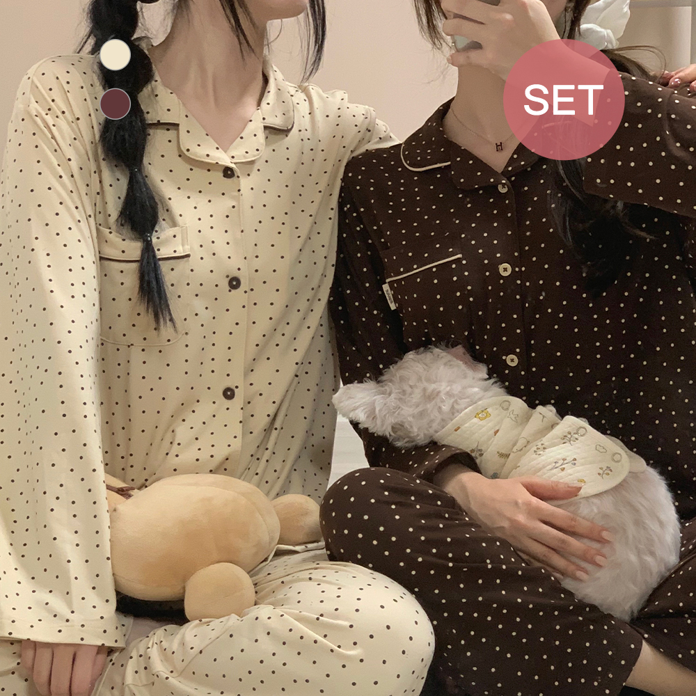 [N배송] 피치기모 도트 공용 파자마세트 이미지 8