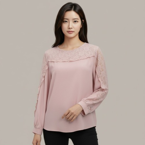엄마옷 조이마담 T51853 프릴 레이스 블라우스 중년여성의류 - 상품 이미지
