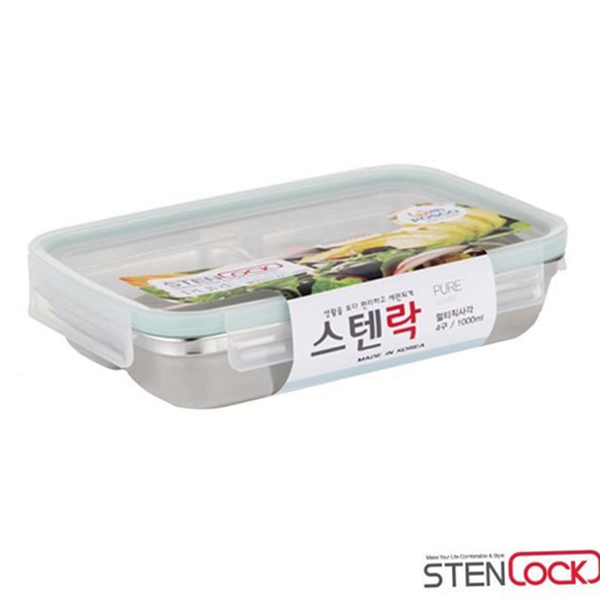 직사각 스텐 분리 칸막이 도시락 밀폐형 스텐 2구 찬합 캠핑용 - 상품 이미지