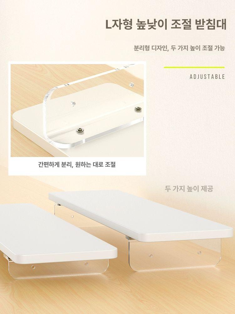 와이드 모니터받침대 90cm 듀얼 거치대 서랍형 컴퓨터 메탈릭 스킨톤 스탠드 원목 - 상세 이미지 4