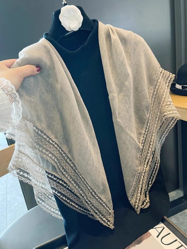 린넨스카프 여름스카프 숄스카프 실크 레이스 100CM 정사각 - 상세 이미지 2