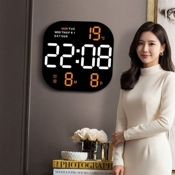 인테리어 led 벽 시계 디자인 디지털 벽 시계 무소음 날짜 - 상품 이미지