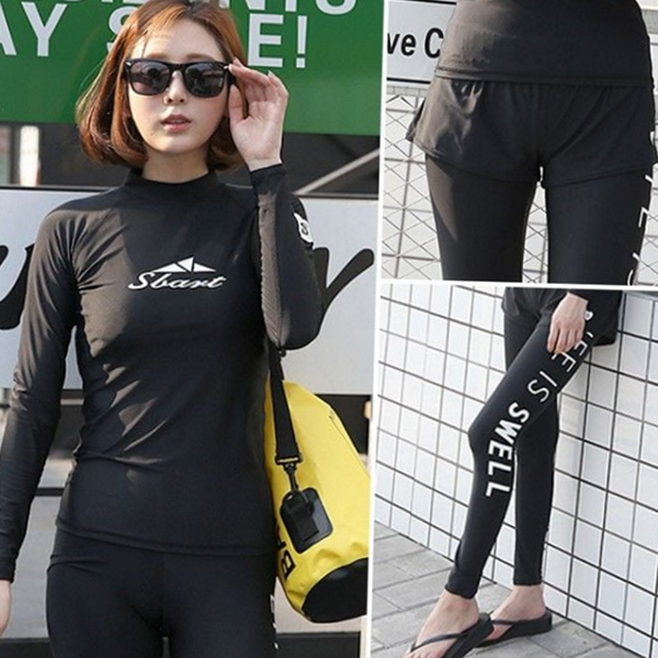 자외선 여성 래쉬가드 스판 비치 웨어 물놀이 해변 상의 - 상품 이미지