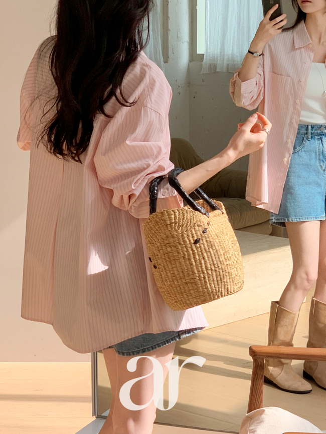 [자체제작] (MADE) 더블 스트라이프 루즈핏 셔츠 bs8613 이미지 3