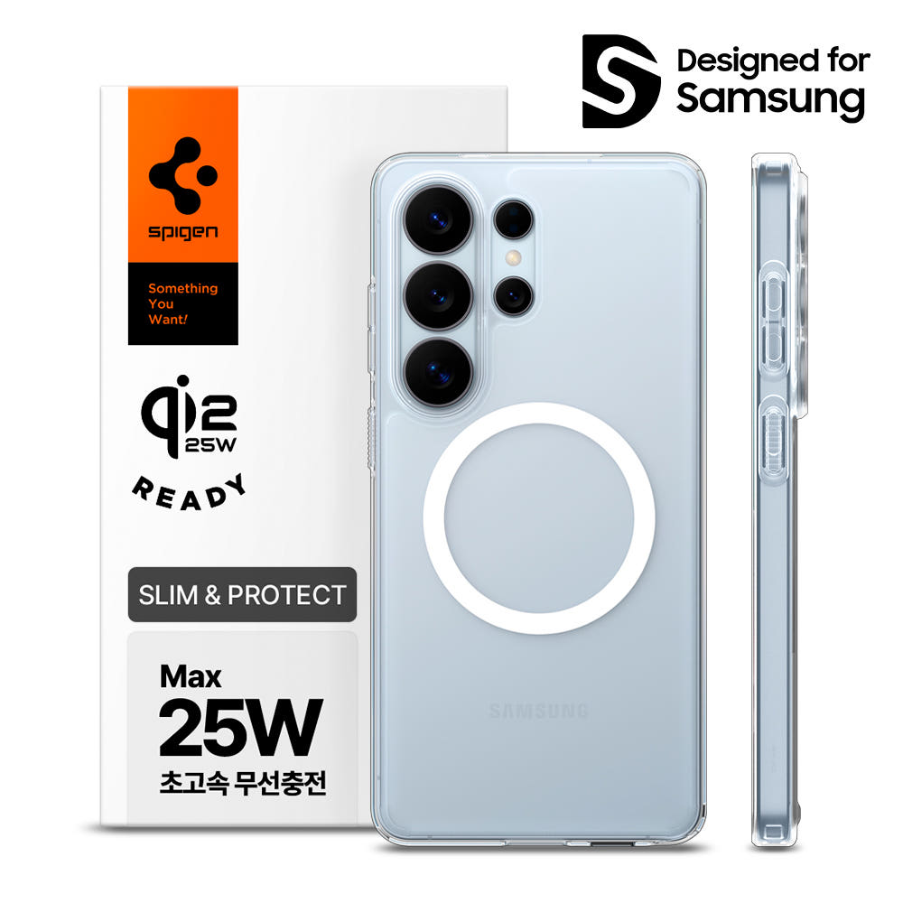 슈피겐 Qi2 25W 인증 슈피겐 갤럭시 맥세이프 케이스 에어스킨하이브리드맥핏 클리어화이트 갤럭시S26 울트라 - 최저가 29,610원
