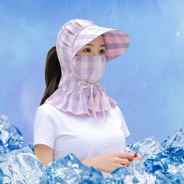 목가리개 여성 썬 캡 일체형 여성 자외선 차단 모자 마스크 - 상품 이미지