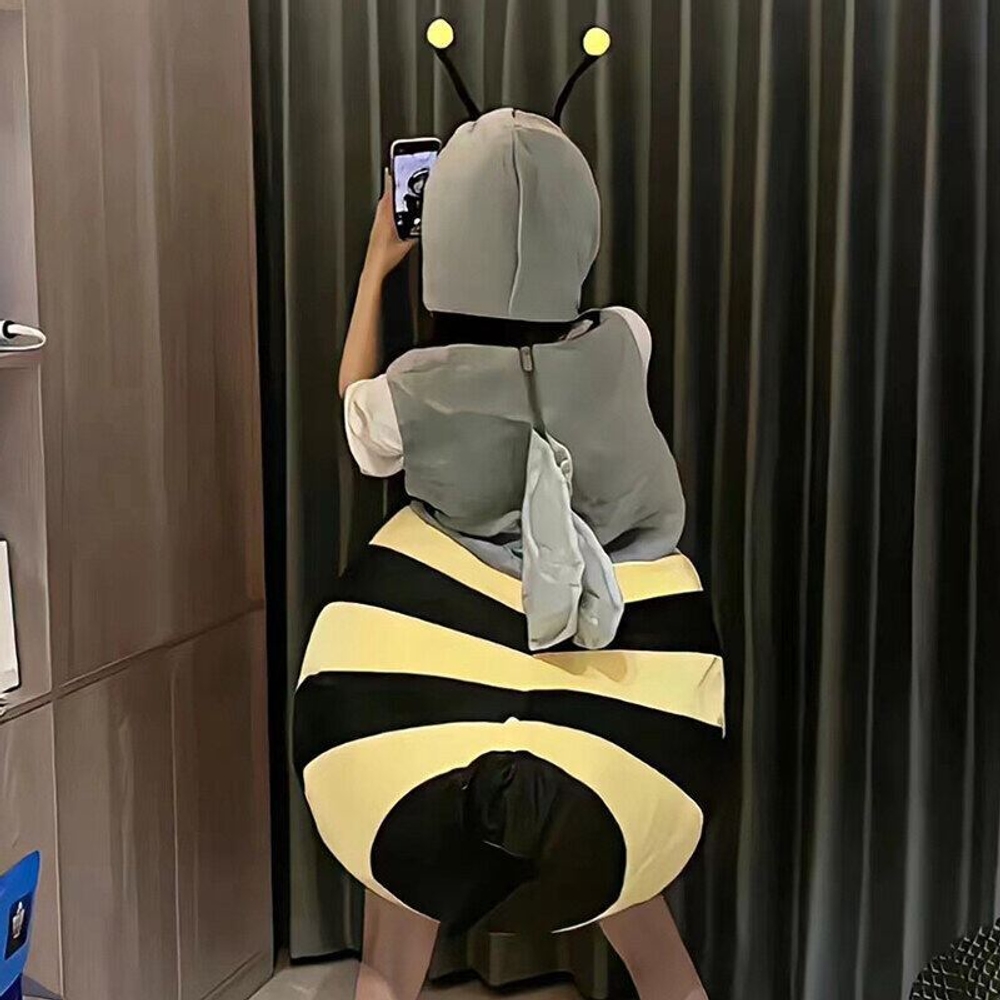 할로윈 코스튬 꿀벌옷 귀여운 성인용 남녀공용 부드러운 플러시 소재 두툼한 통통 꿀벌 - 상세 이미지 2