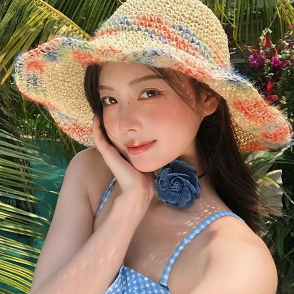 와이드챙 여성 버킷 햇 데일리버킷 버킷 햇 여름 밀짚 휴양지 - 상품 이미지